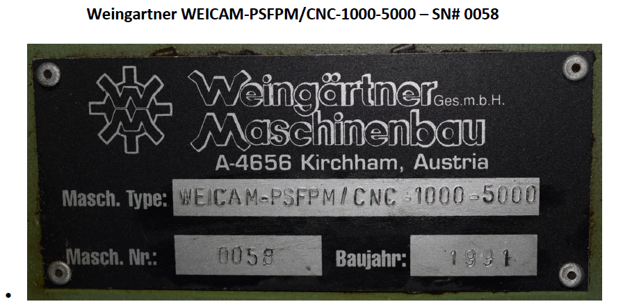 Weingartner CNC finishing polishing lathe spiral flute